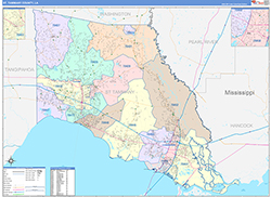 St. TammanyParish (County), LA Wall Map Color Cast Style 2026
